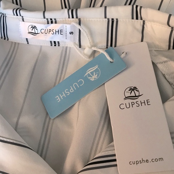 🔴 4/$15 CUPSHE Striped Button Front Kimono SS Cover Up size S NWT * no belt - Picture 10 of 13